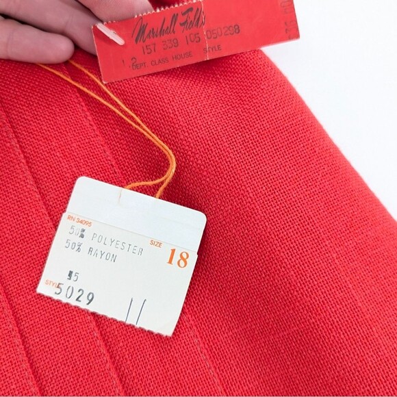 Prestige Of Boston Vintage Retro Mod Red Pleated A-Line Midi Skirt Size 18 - Picture 5 of 11